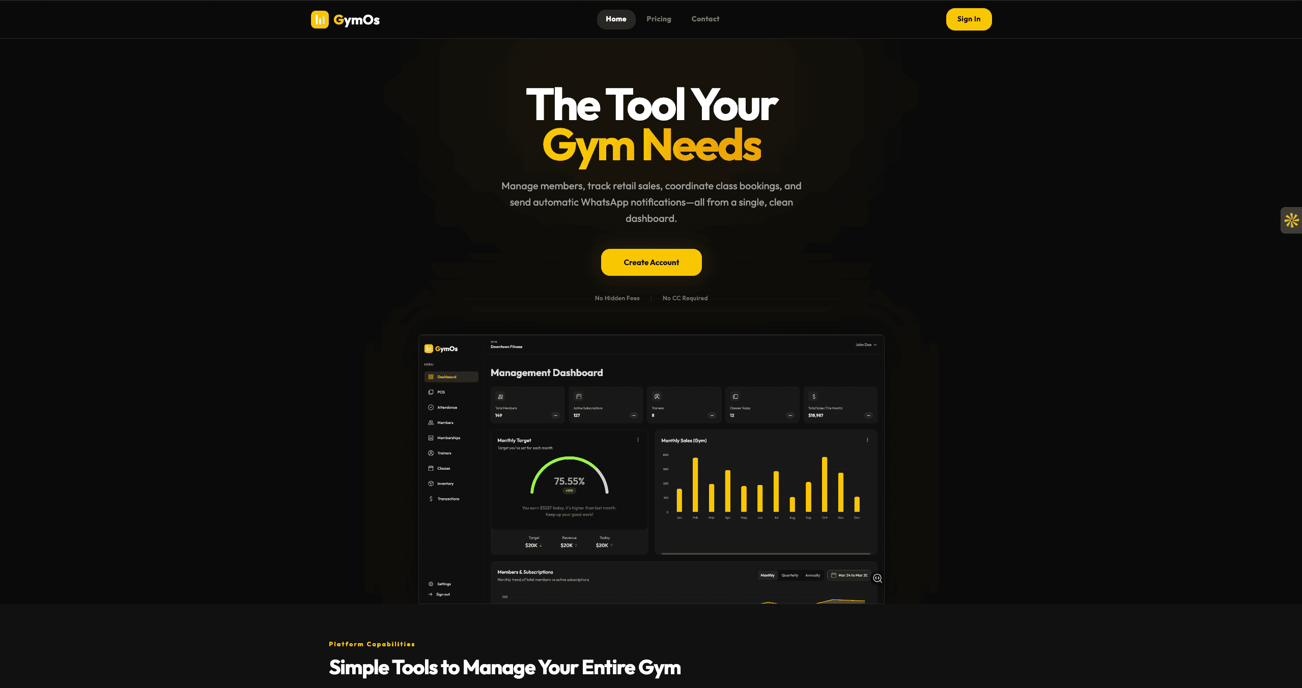 GymOS Website Portfolio Screenshot
